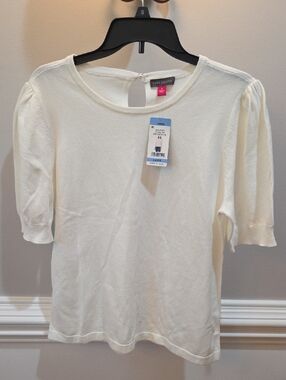 Vince Camuto Off-White Puff-Sleeve Knit Top